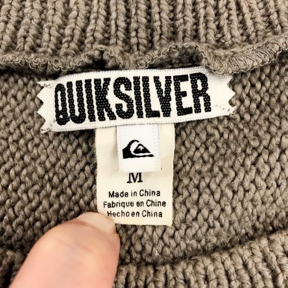 QUIKSILVER Sweater Vest Medium Long Deep Drop Sides Textured Edgy Artsy Cocoa - Picture 4 of 9